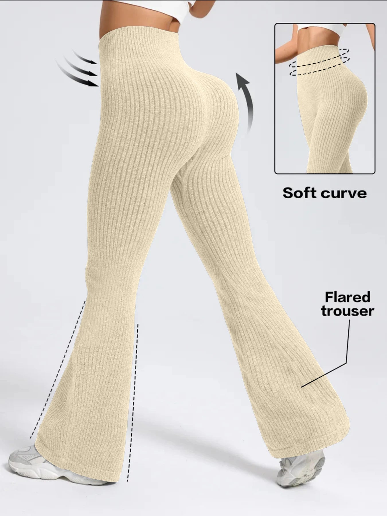 Women's Ribbed Flared Workout Pants