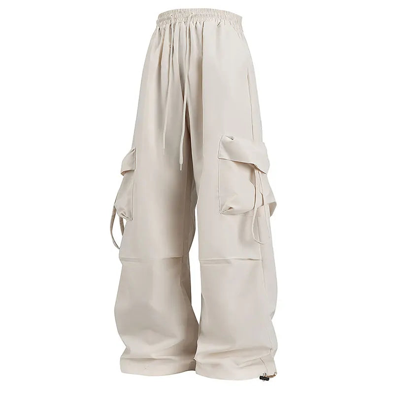 Women's Loose Cargo Pants with Elastic Waist and Adjustable Cuffs
