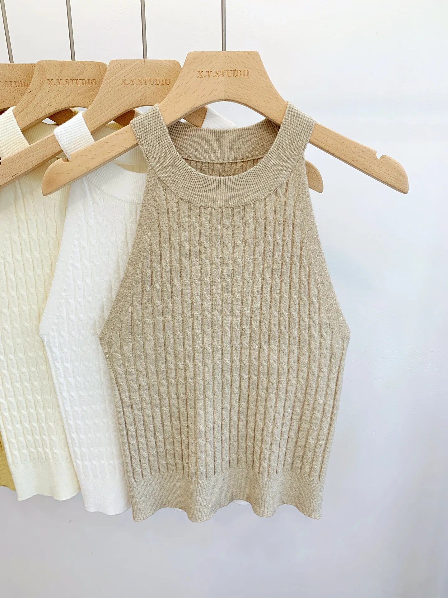 Women's High Neck Ribbed Polyester Crop Tank Top with Sleeveless Cut