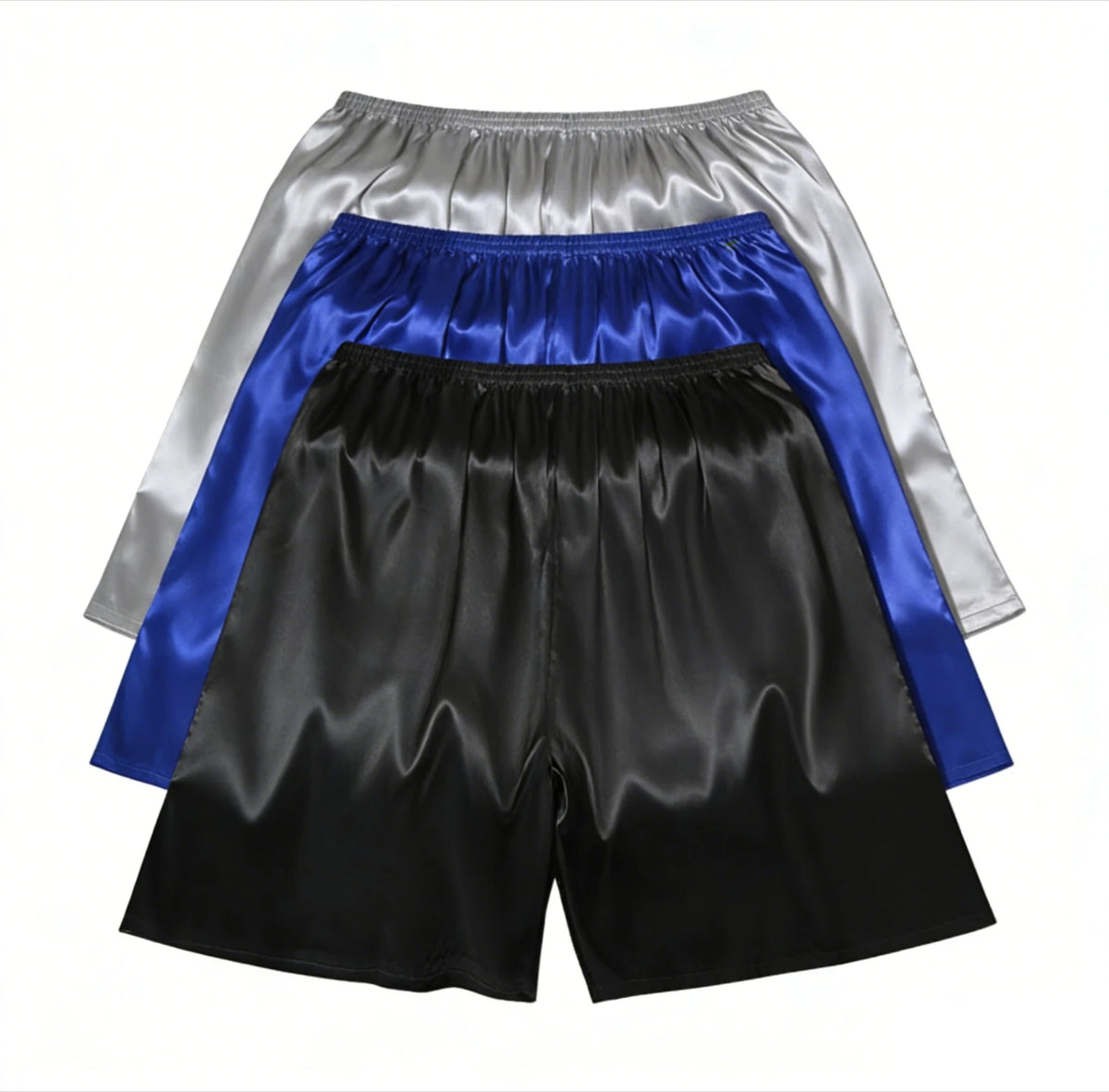 Men's Satin Look Elastic Waist Sleep Shorts with Print Options