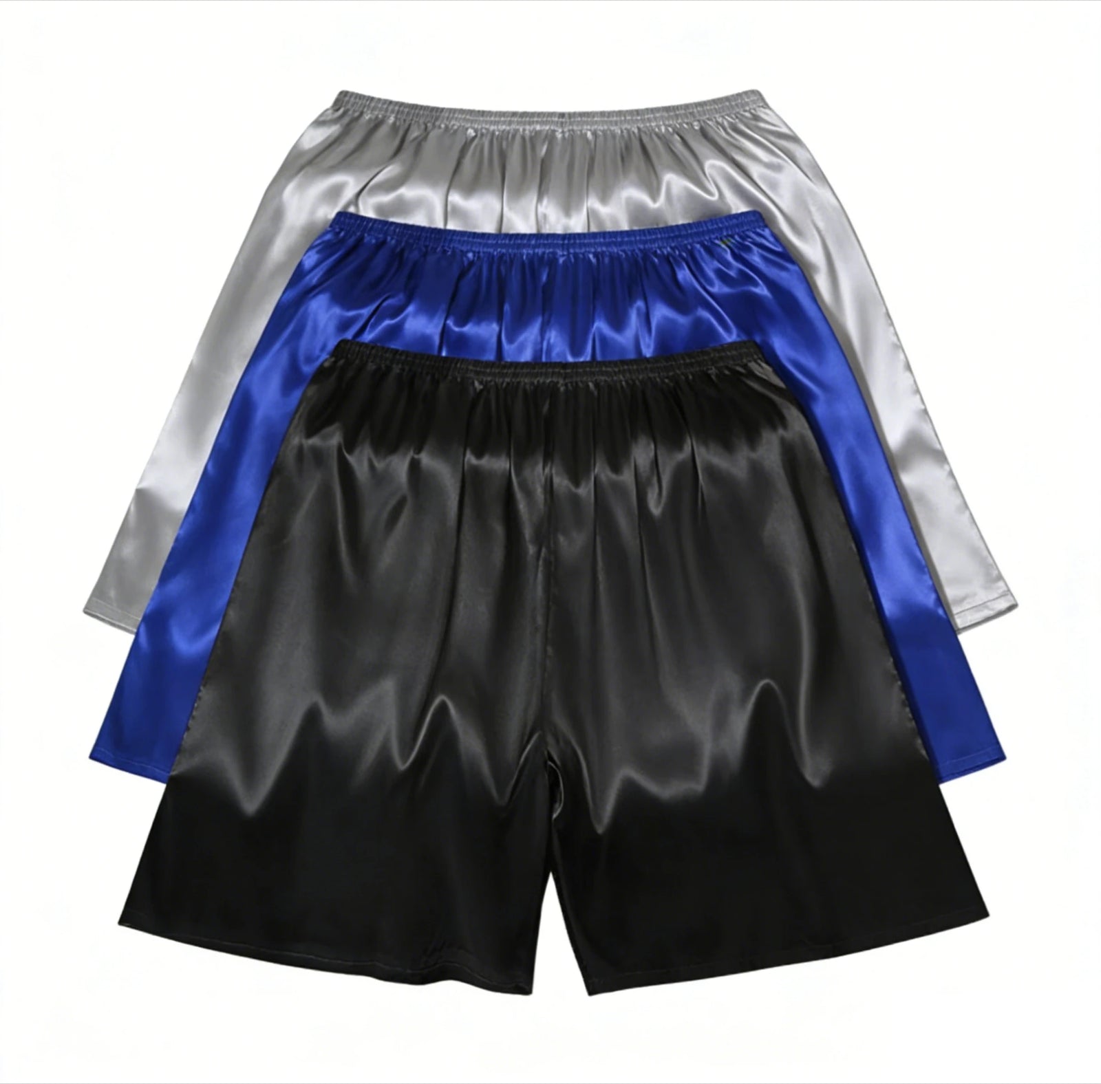 Men's Satin Look Elastic Waist Sleep Shorts with Print Options