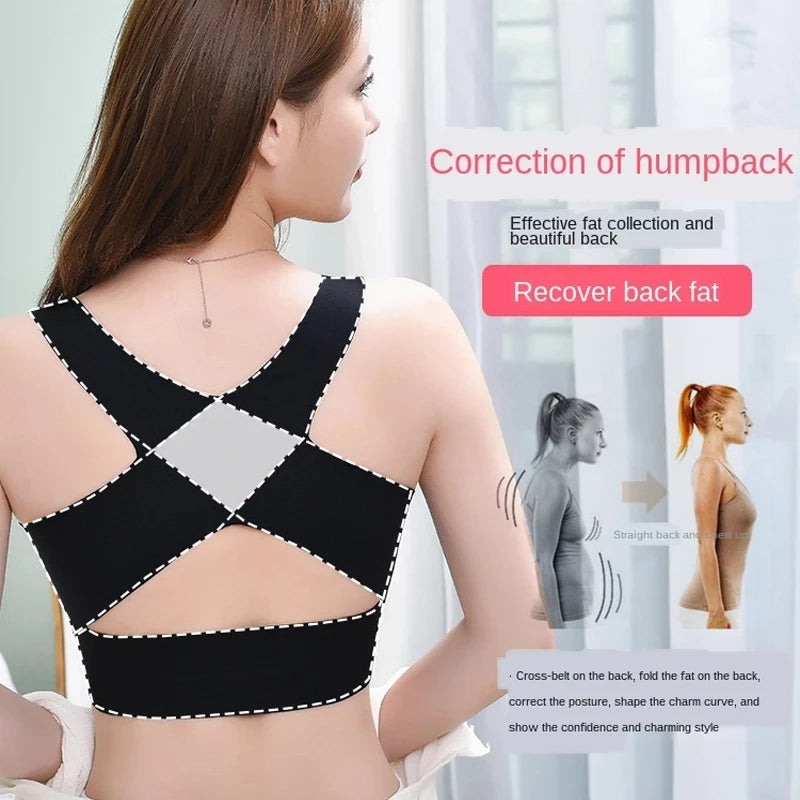 Women's Front Clasp Bra with Wide Crossover Back Straps