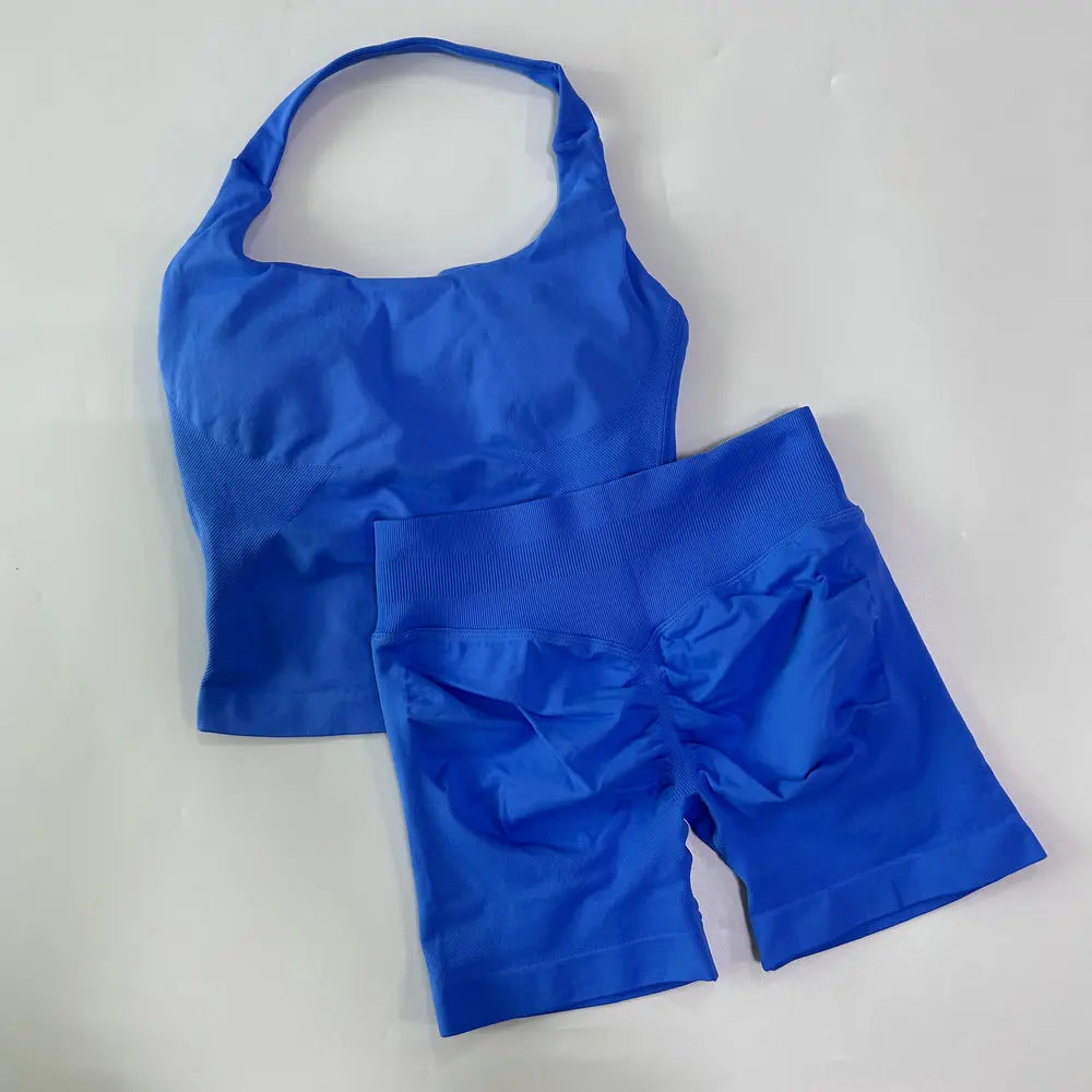 Women's Halter Tank And Shorts Yoga Set For Workout Outfits