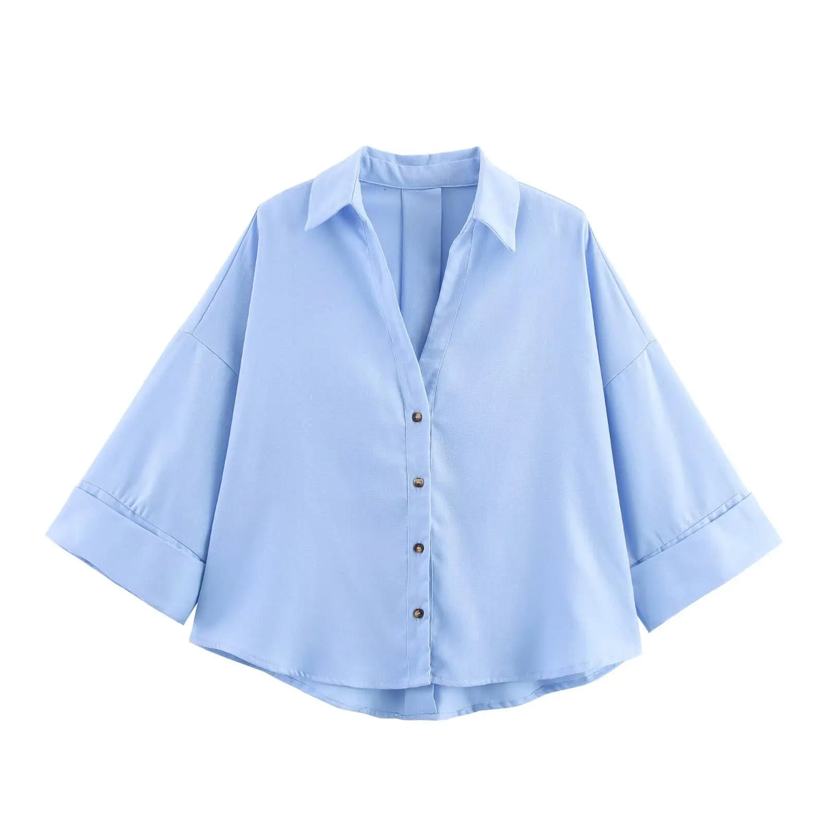 Women's Wide Short Sleeve Collared Button Front Shirt