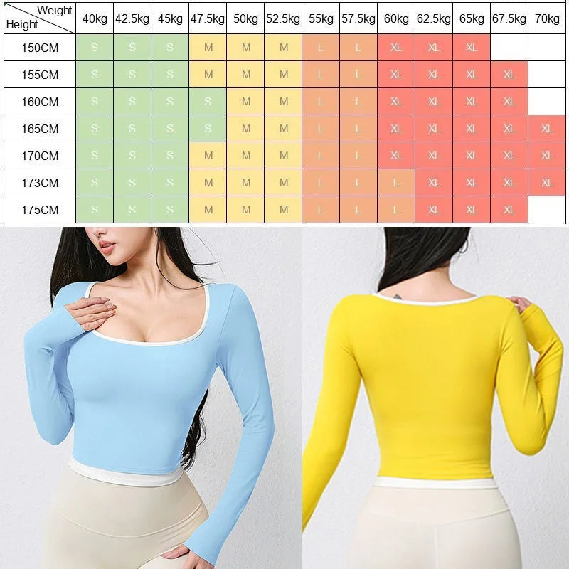 Women's Contrast-Trim Long-Sleeve Workout Crop Top