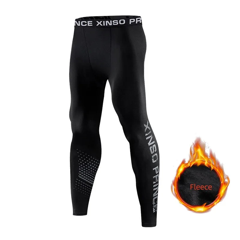 Men's Fleece Lined Training Leggings for Gym and Running