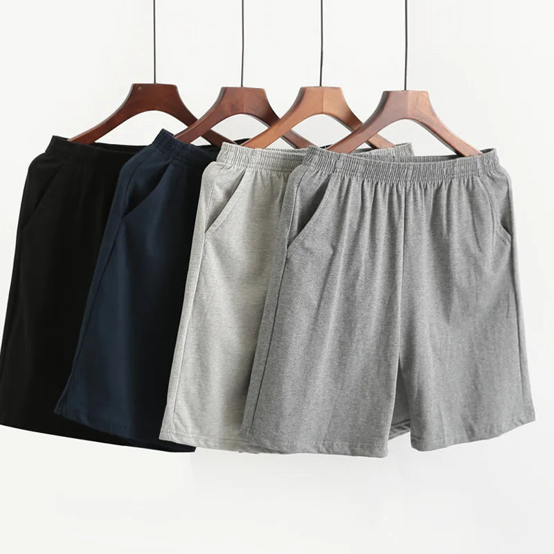 Men's Solid Elastic Waist Straight Leg Lounge Sleep Shorts