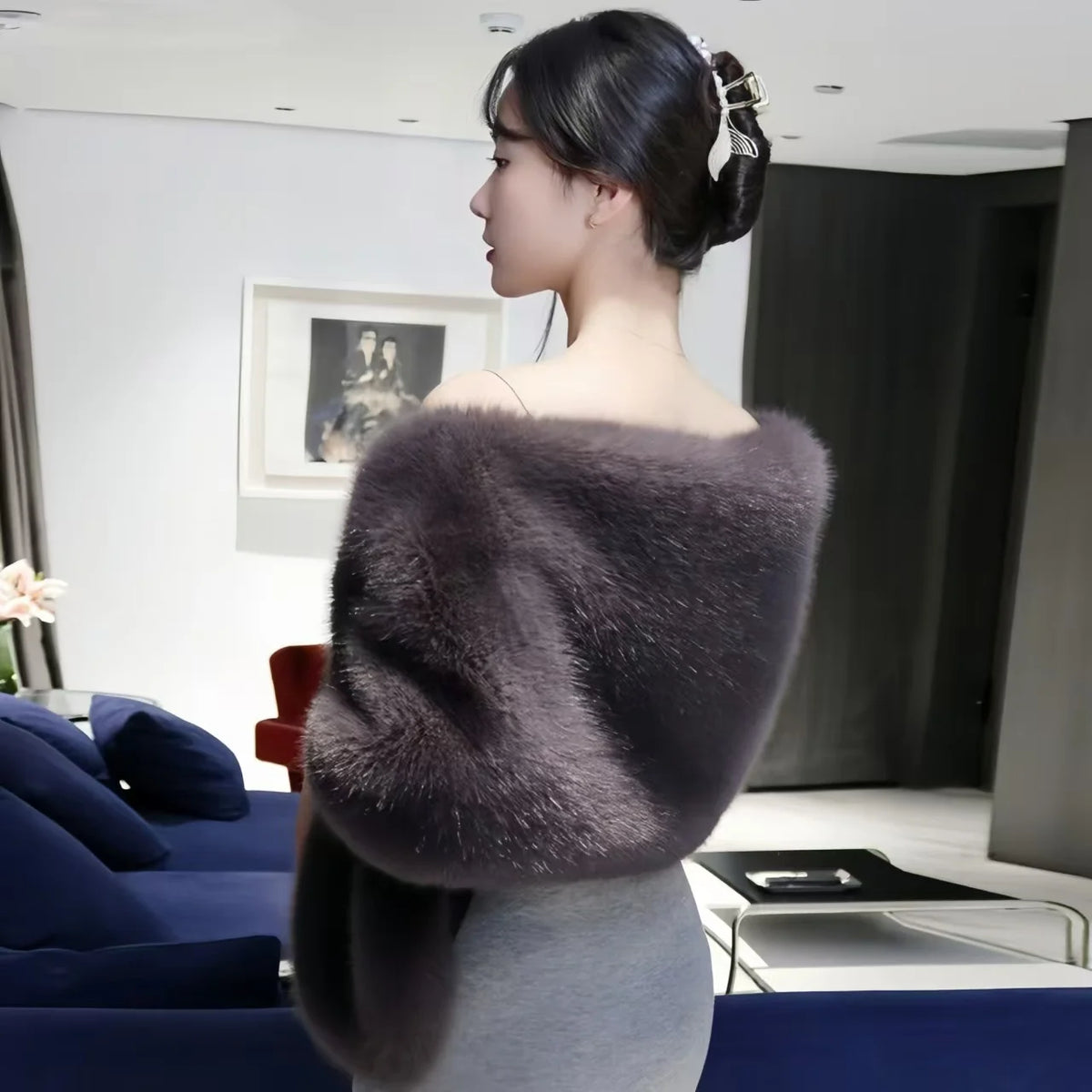 Plush Cross Front Wrap Cape for Layering over Outfits