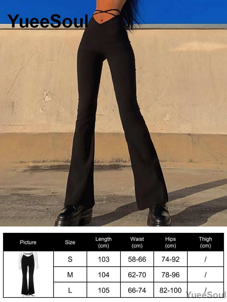 Women's Black Gothic Pants with Flared and Wide Leg Style Options