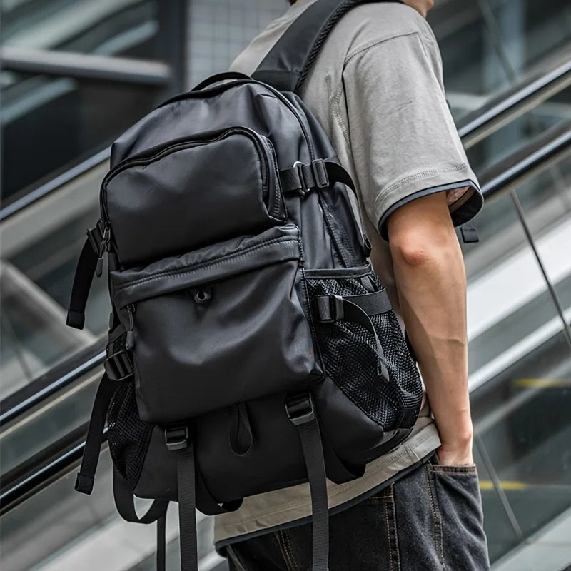 Travel Backpack with Front Pockets and Side Strap Details for Daily Carry