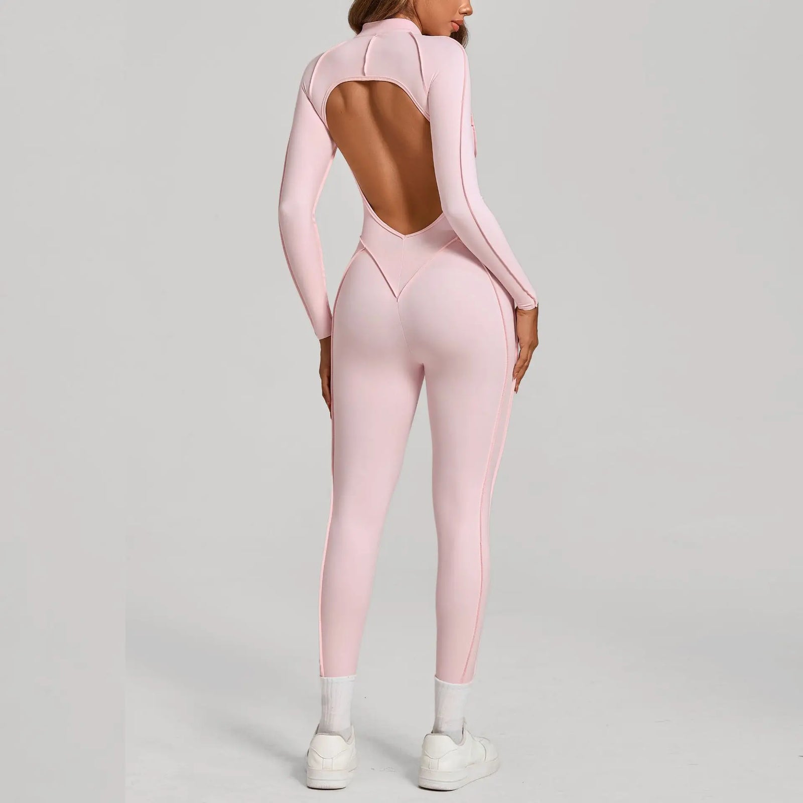 Women's Zip Front Contour Seam Workout One Piece in Long and Short Styles