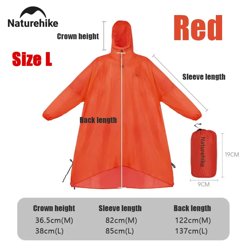 Hooded Outdoor Rain Poncho with Extended Hem and Sleeves