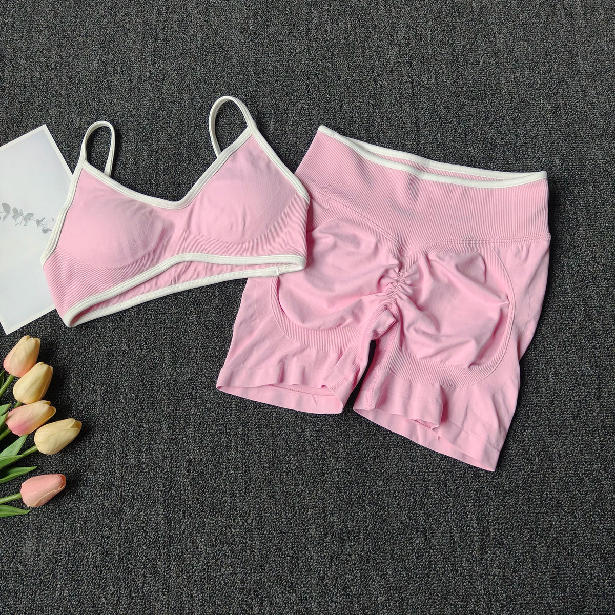 Women's Racerback Bra And Shorts Yoga Set For Workout Outfits
