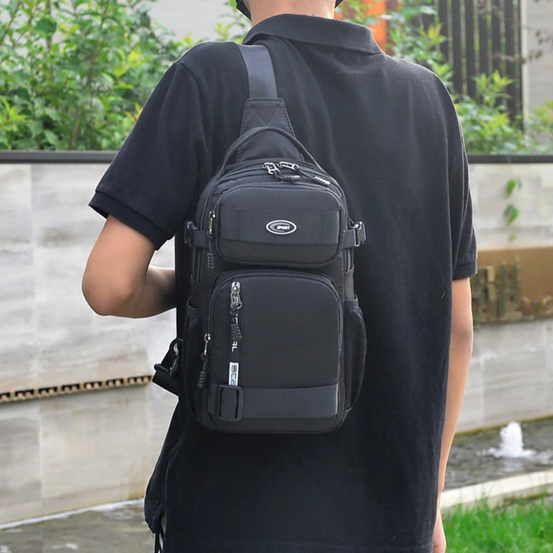 Multi Pocket Sling Crossbody Bag with Adjustable Shoulder Strap
