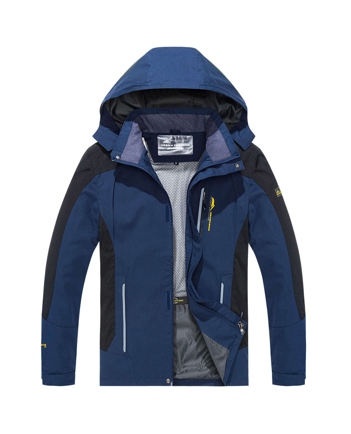 Men's Colour Block Hooded Zip Front Jacket