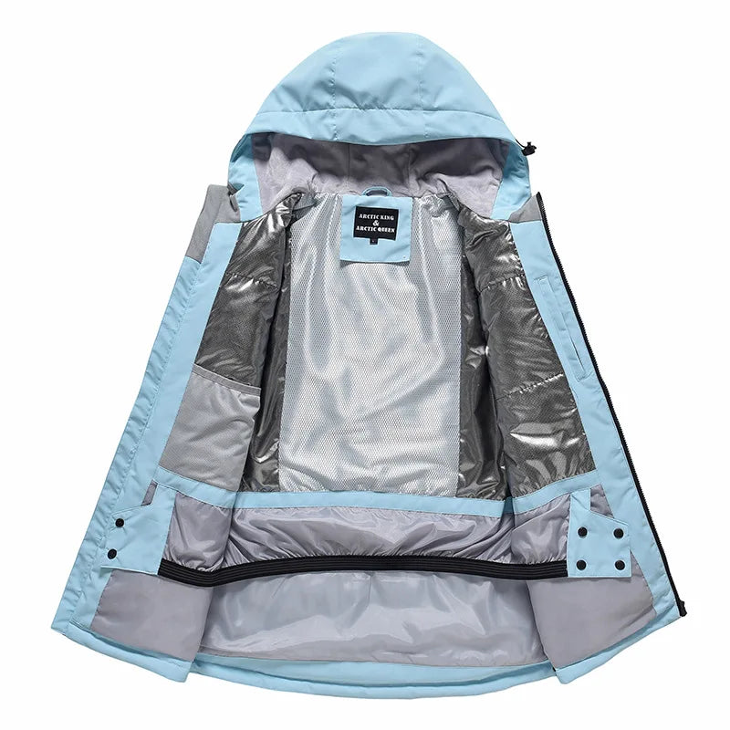 Hooded Ski Jacket and Pants Clothing Set with Style Options