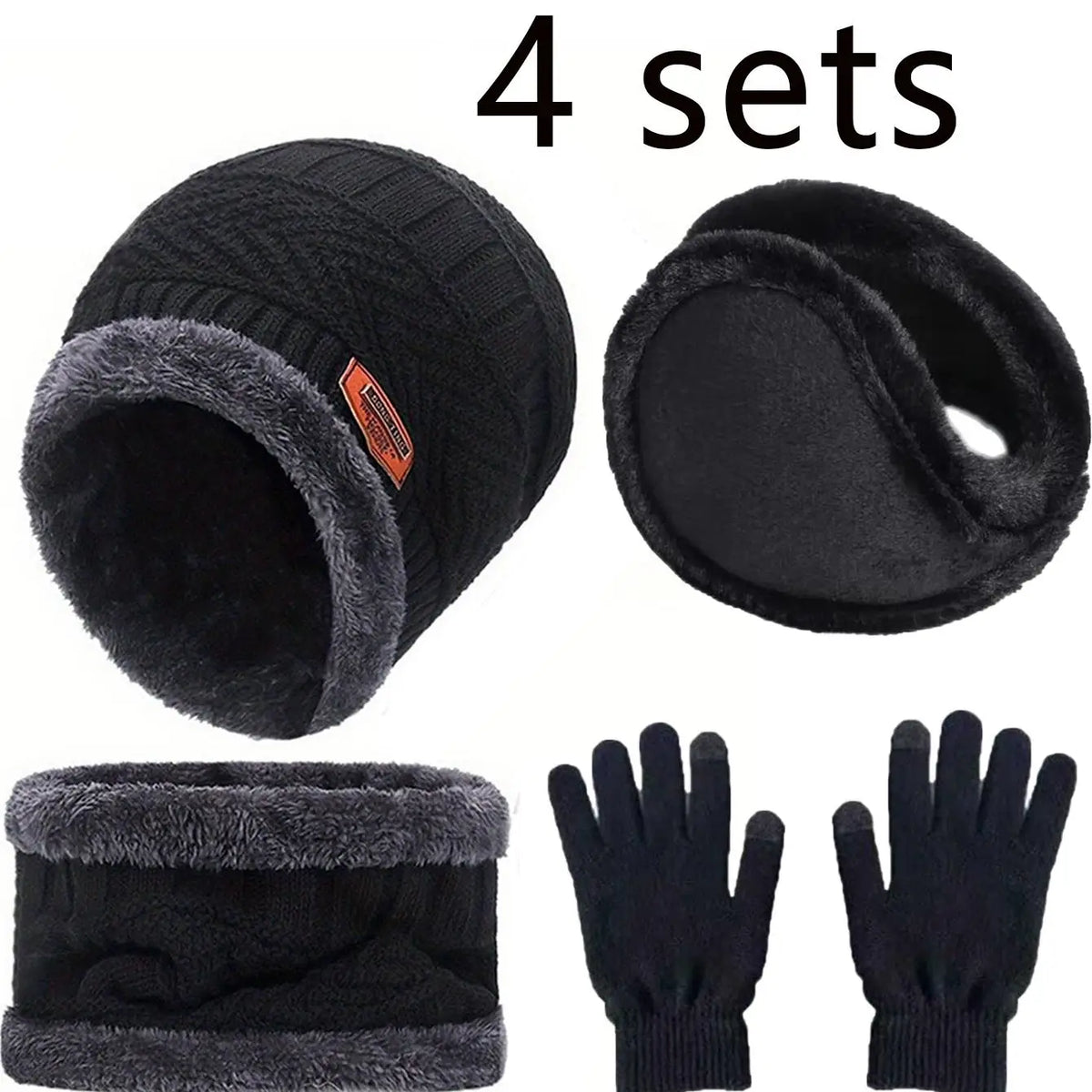 Knitted Beanie with Neck Warmer and Glove Style Options
