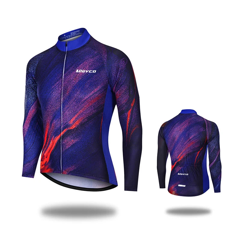 Mens Cycling Jersey Long Sleeve High Elastic for Spring Autumn Bike Riding and Outdoor Sports