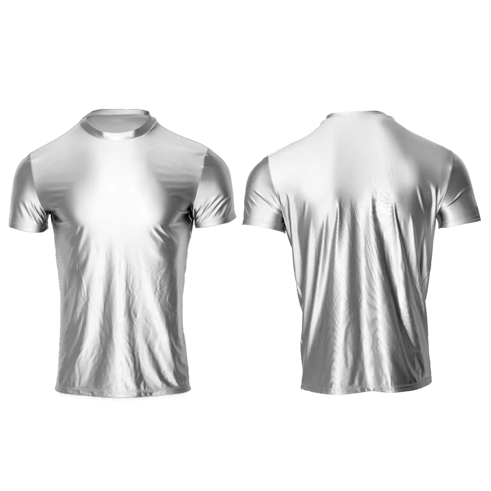 Men's Glossy Short Sleeve T-Shirt with Separate Bottom Options