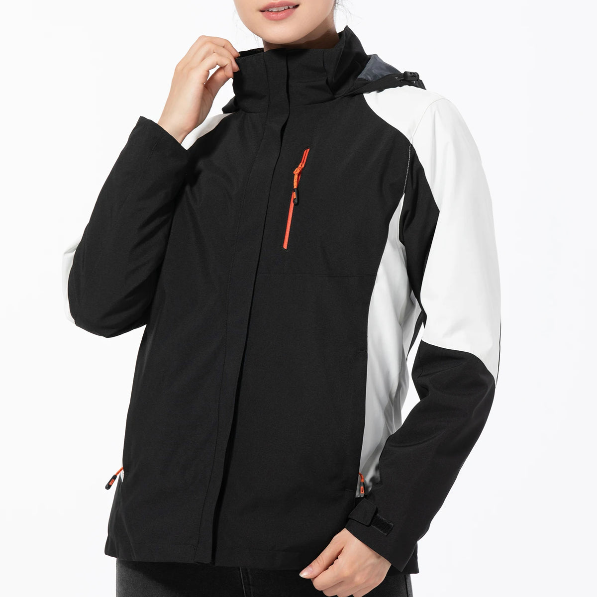 Color Block Hooded Full Zip Long Sleeve Outdoor Jacket