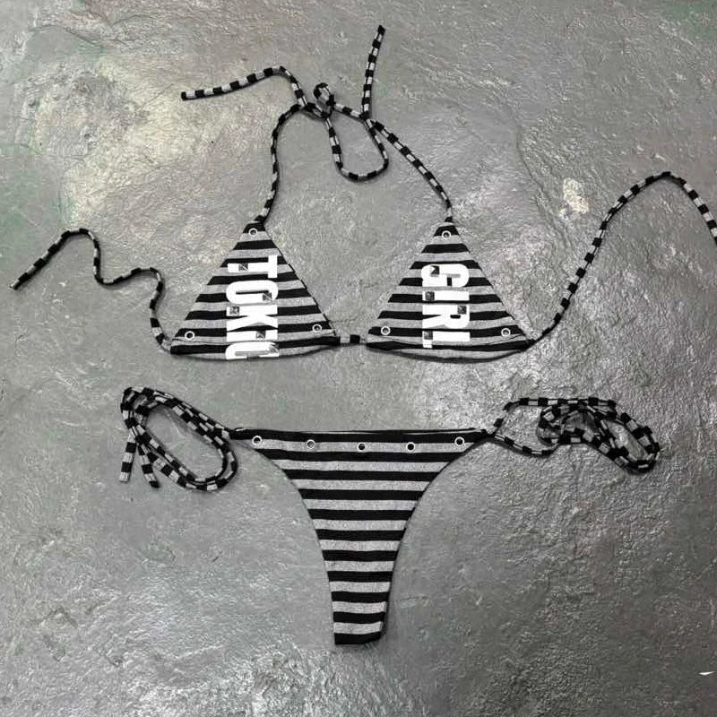 BRAT Rhinestone Graphic Bikini