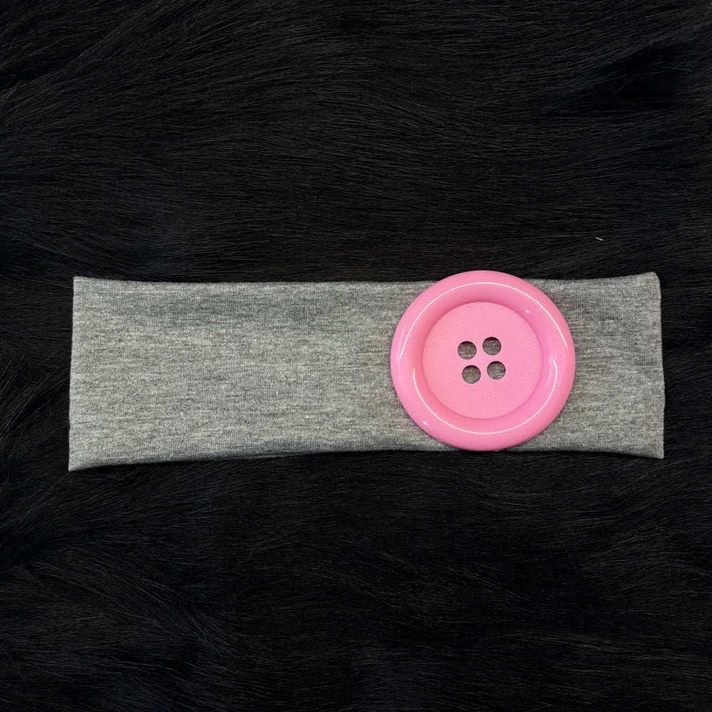 Polka Dot and Button Style Fabric Headband for Hair Styling