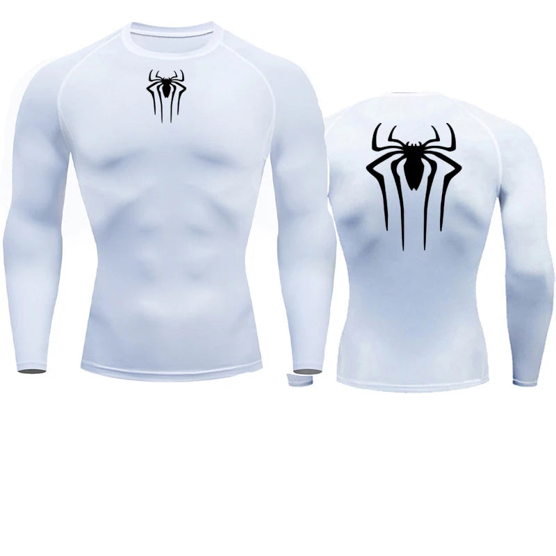 Spider Graphic Compression Long Sleeve Rash Guard For Sports Outfits