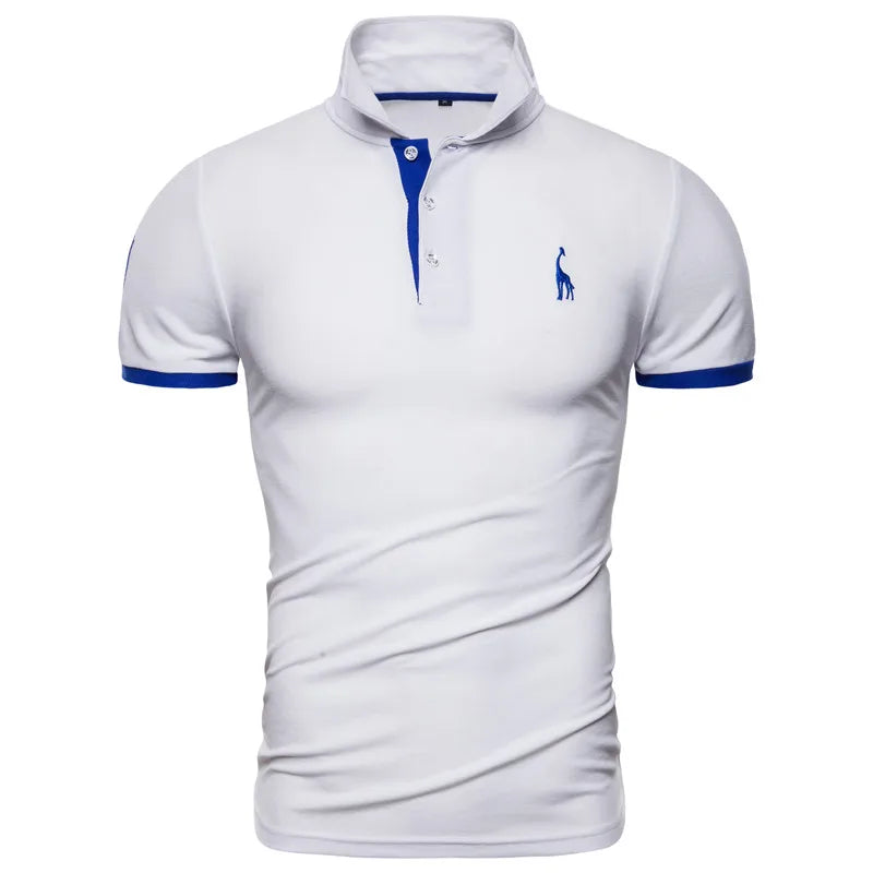 Men's Giraffe Embroidered Short-Sleeve Polo Shirt