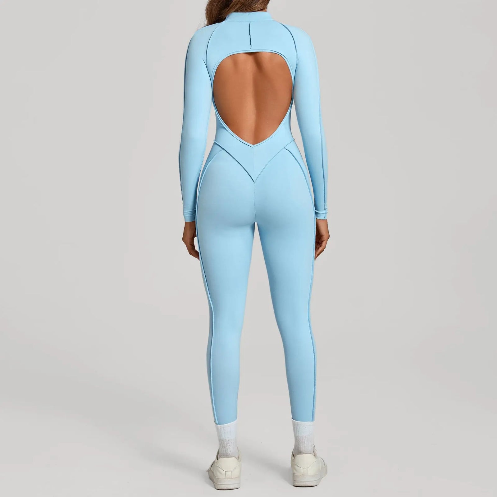 Women's Zip Front Contour Seam Workout One Piece in Long and Short Styles