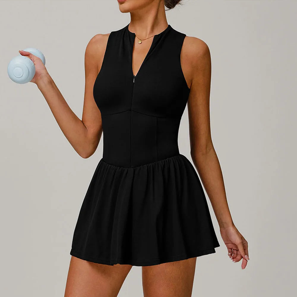 Women's Zip-Front Sleeveless Tennis Dress