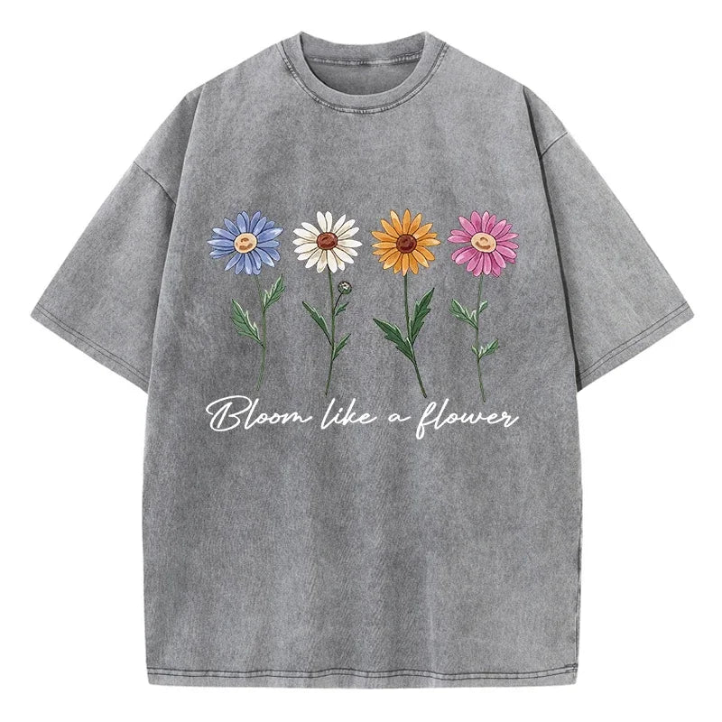 Printed Washed T-shirt Men's Cotton T-shirt Comfortable Round Neck T-shirt Men's Summer Outfit