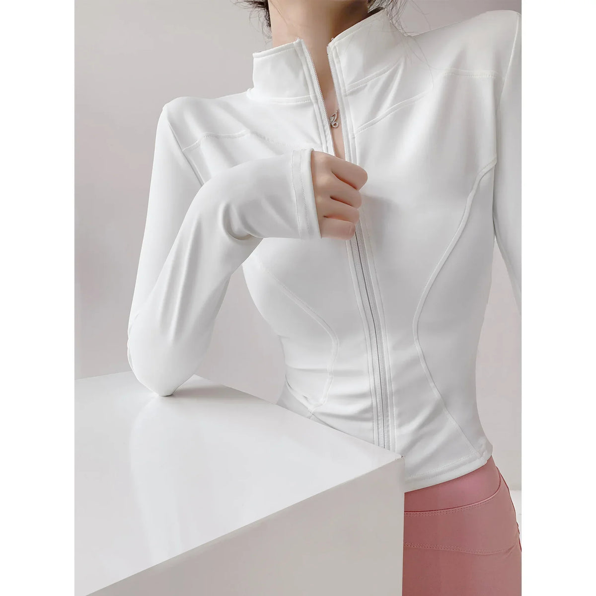 Slim-Fit Long-Sleeve Zip-Front Yoga Jacket