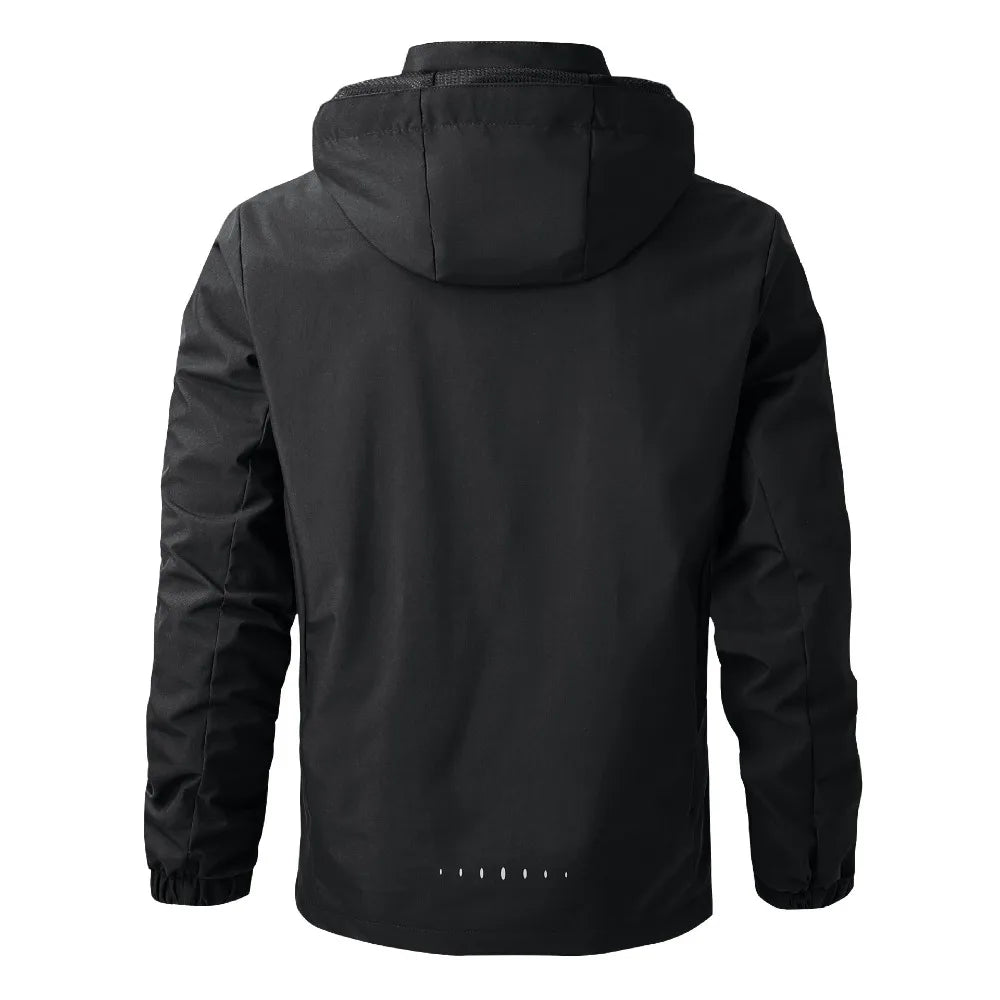 Men's Loose Long-Sleeve Hooded Zip-Front Jacket for Casual Everyday Outdoor Layered Outfits