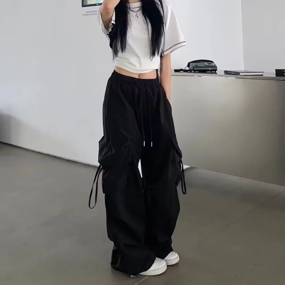 Full Length Wide Leg Casual Cargo Pants with Pockets