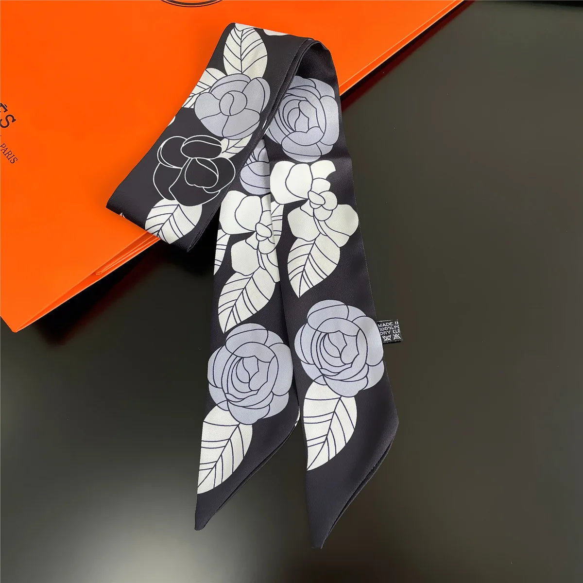 Horse Motif Skinny Scarf with Decorative Printed Patterns