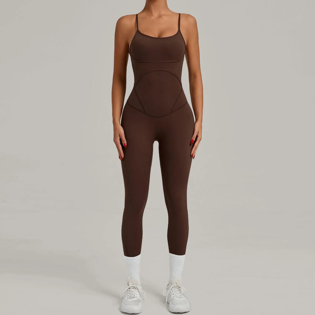 Women's Cross Back Nylon Blend Workout Jumpsuit with Thin Straps