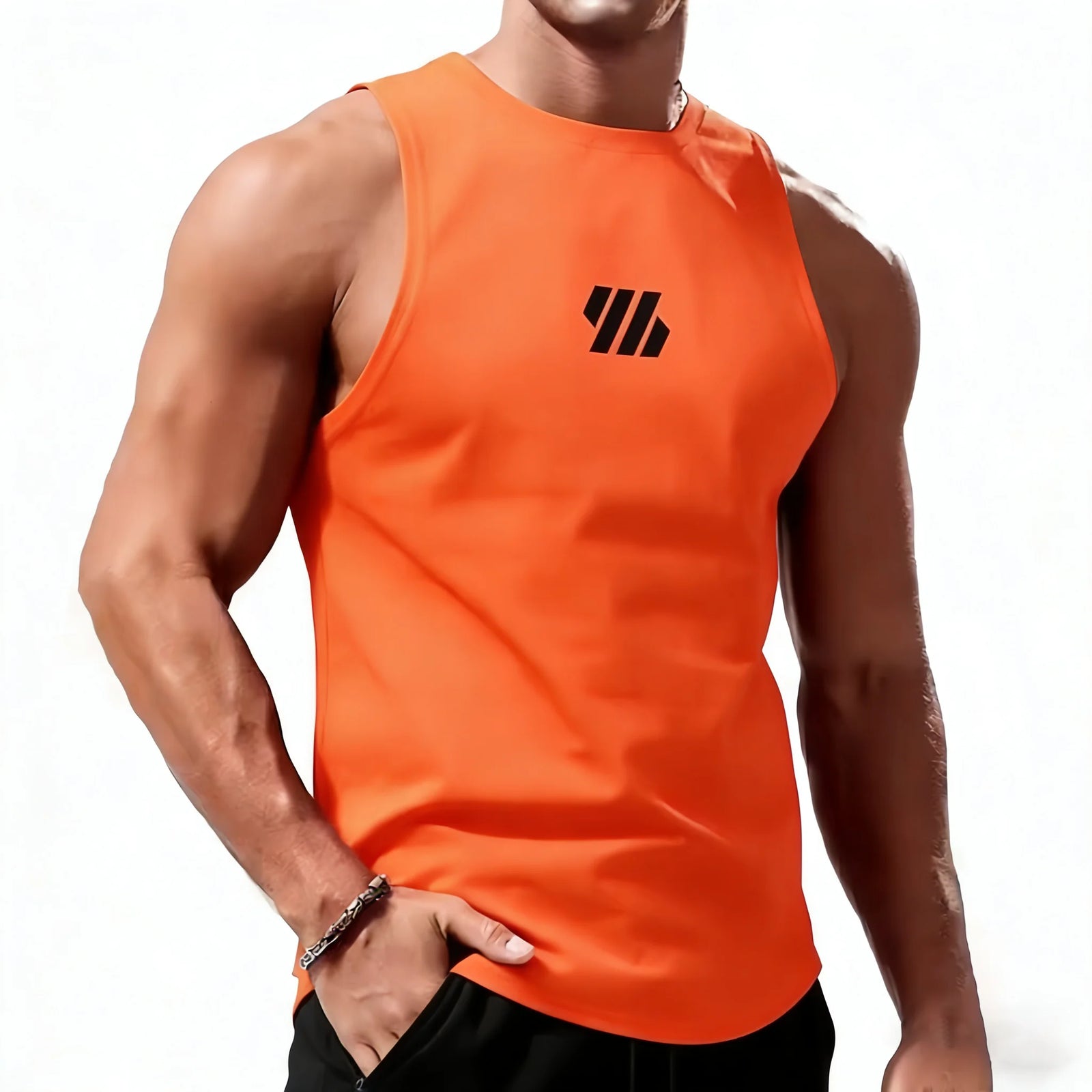 Men's High Neck Sleeveless Gym Tank Top