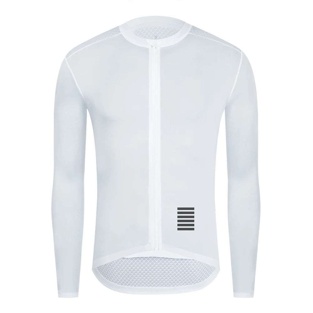 Men's Long Sleeve Cycling Jersey with Full Zipper and Pockets
