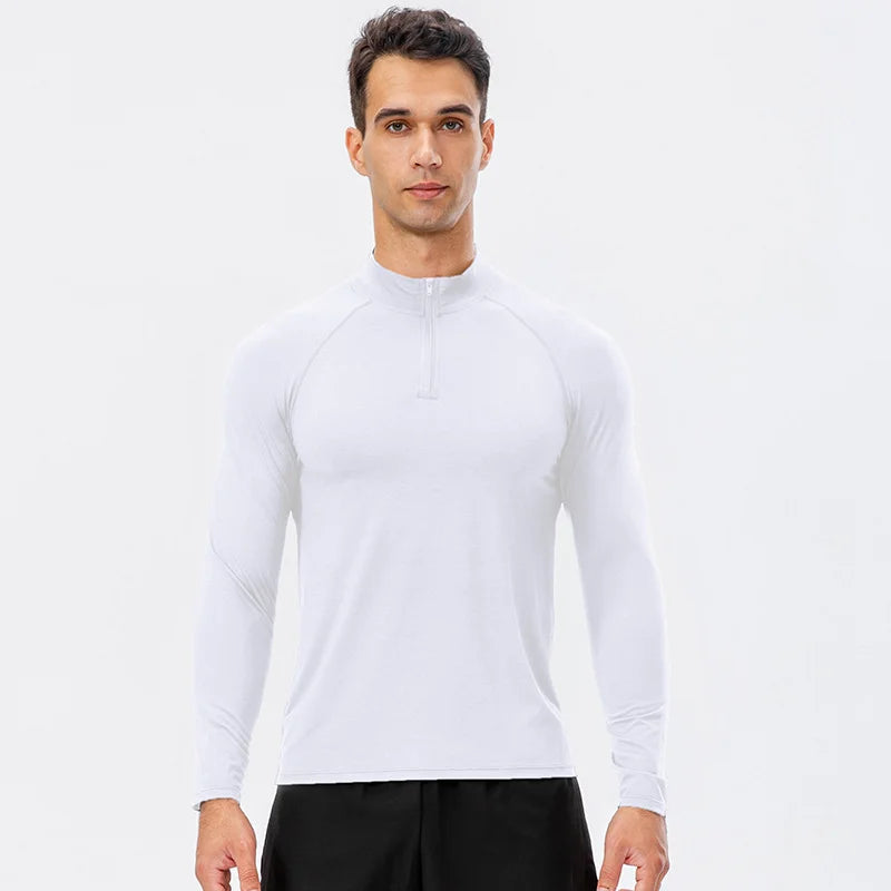 Stand Collar Half Zip Long Sleeve Running Training Top