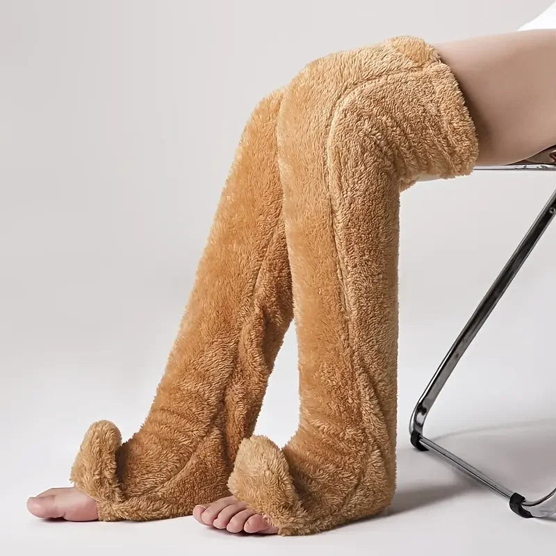 Plush Thigh High Socks with Long Footed Shape
