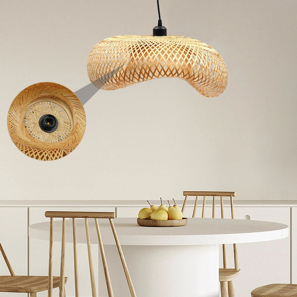 Bamboo Lampshade Led Pendant Lamp Natural Rattan Wicker Ceiling Chandeliers Hand Woven Lighting E27 Fixtures Hanging Light
