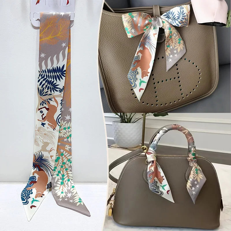 Printed Skinny Scarf for Neck and Bag Handle Styling