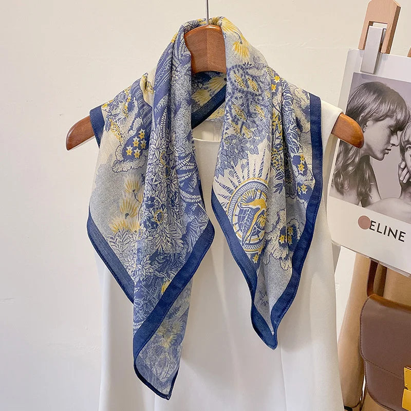 Printed Square Scarf with Polka Dot Pattern Options