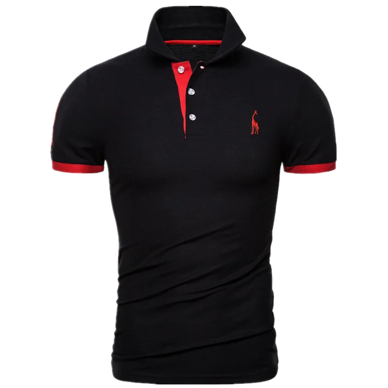 Men's Giraffe Embroidered Short-Sleeve Polo Shirt