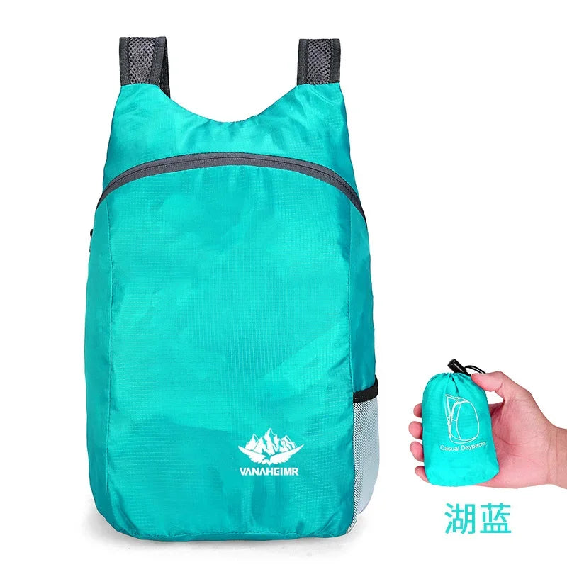 Foldable Backpack with Front Pocket and Side Bottle Pockets