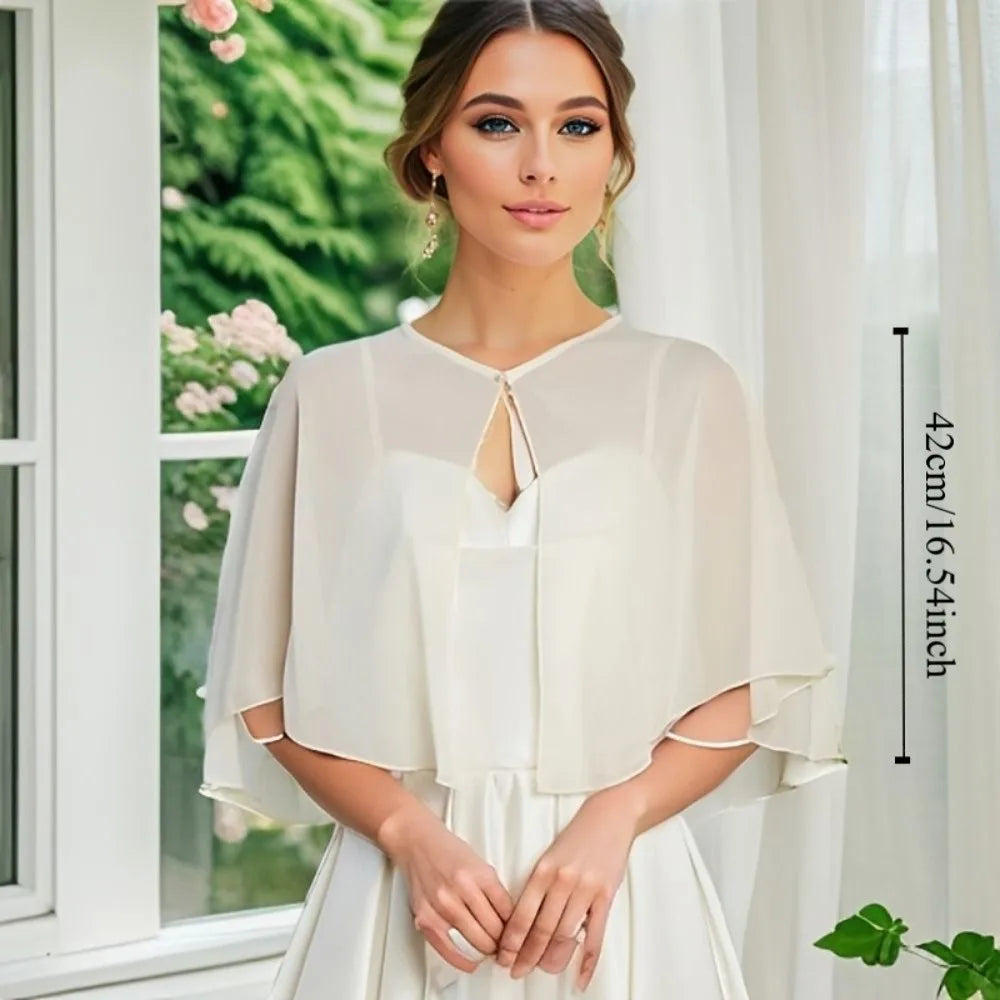 Sheer Clasp Front Capelet for Layering over Dresses and Tops
