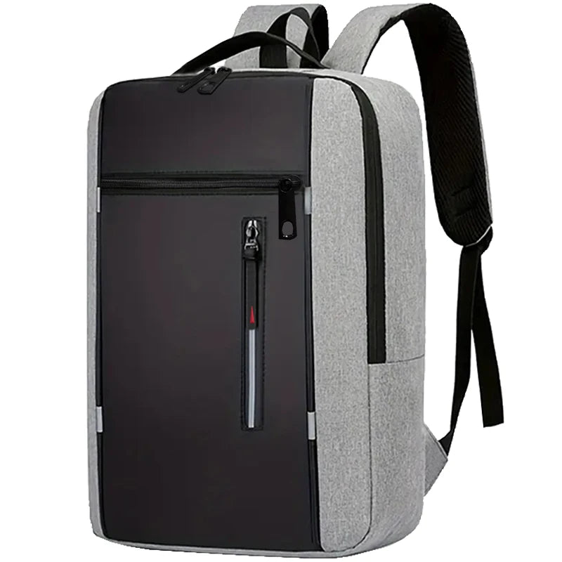 Rectangular Laptop Backpack with Front Zippered Pocket Design