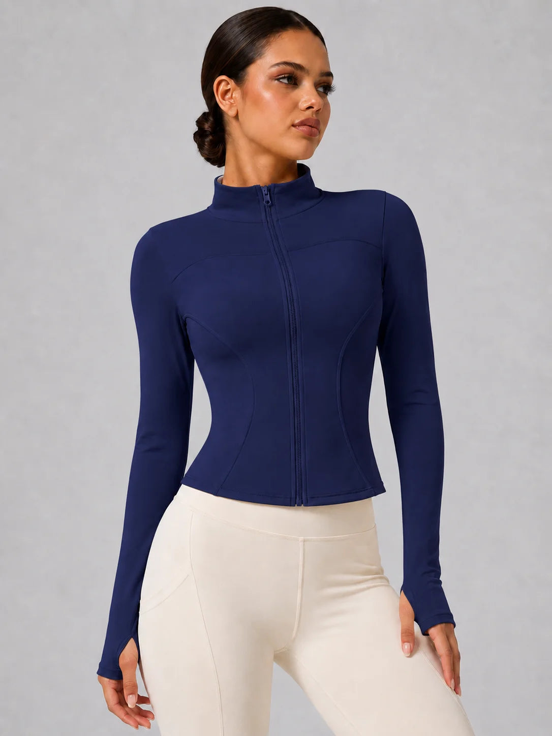Women's Full-Zip Yoga Jacket with Thumbholes