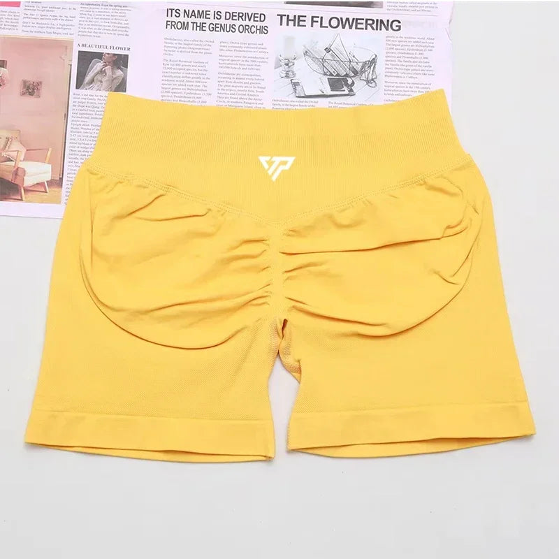 Women's Scrunch Back High Waist Fitted Shorts for Gym Workouts