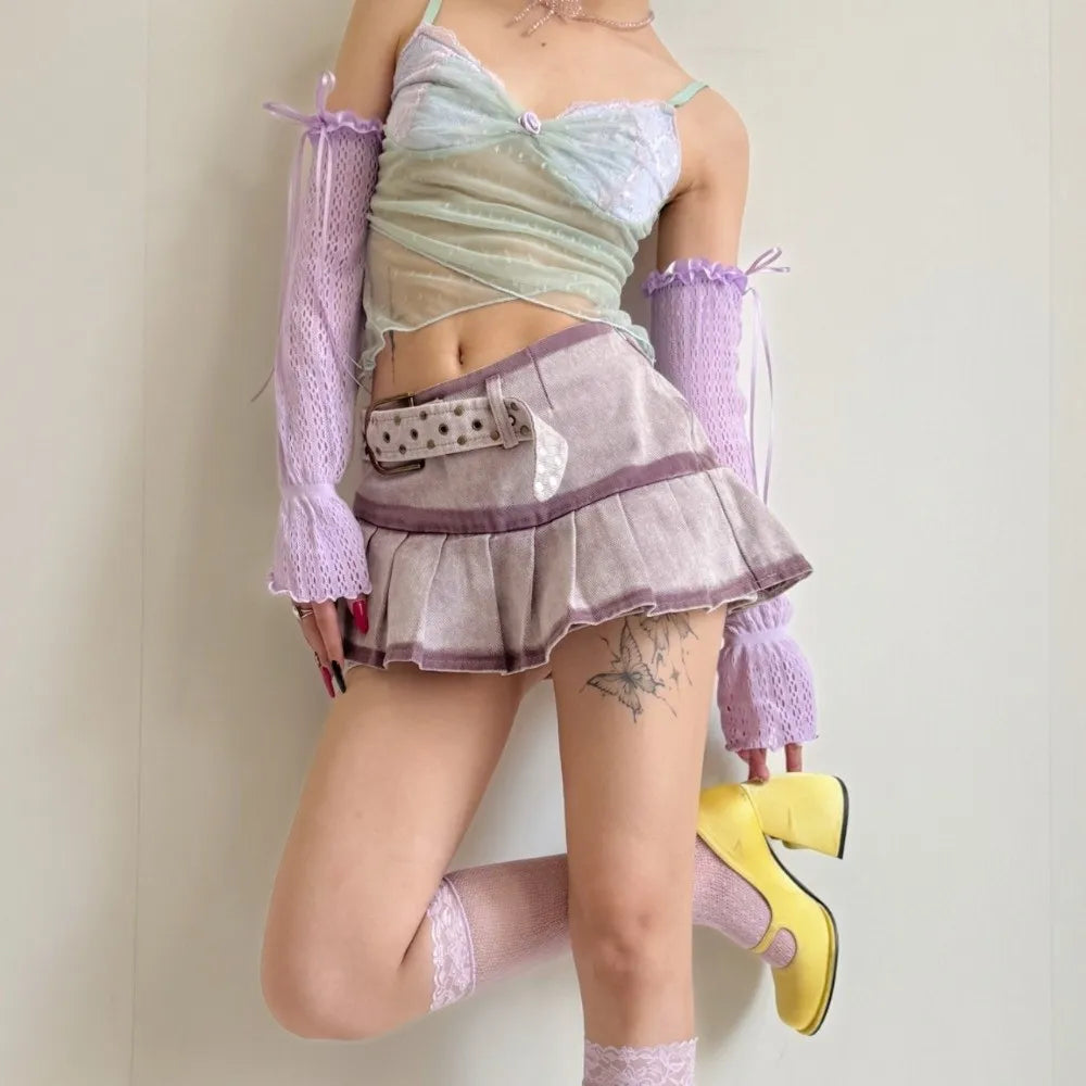 Sheer Mesh Leg Warmers with Ribbon Tie Details
